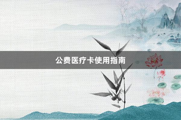 公费医疗卡使用指南